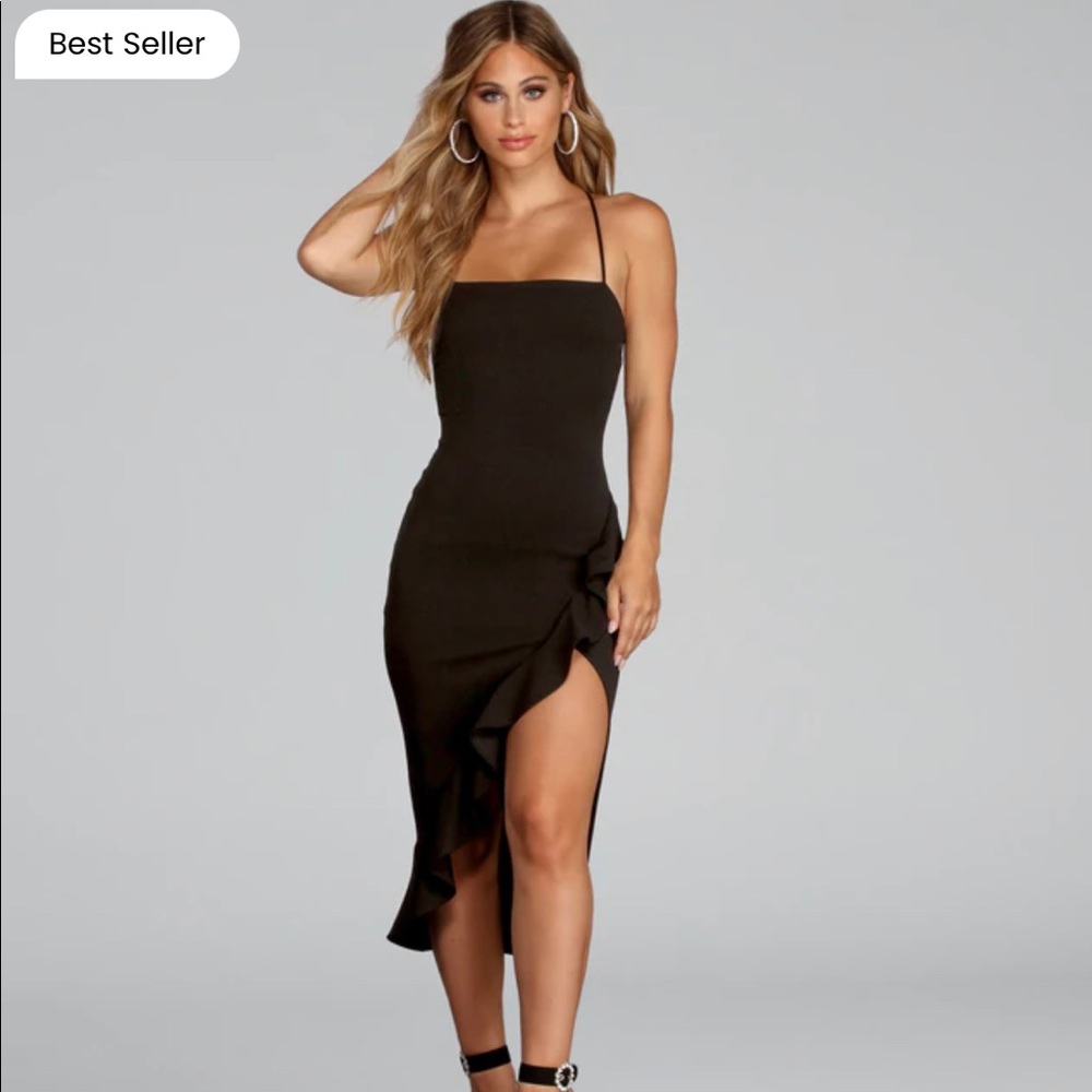 Windsor — Add Some Flair Ruffle Detail Midi Dress